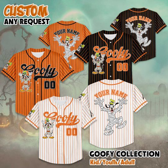 Discover Personalized Disney Goofy Halloween Baseball Jersey, Custom Disney Goofy Mummy Shirt