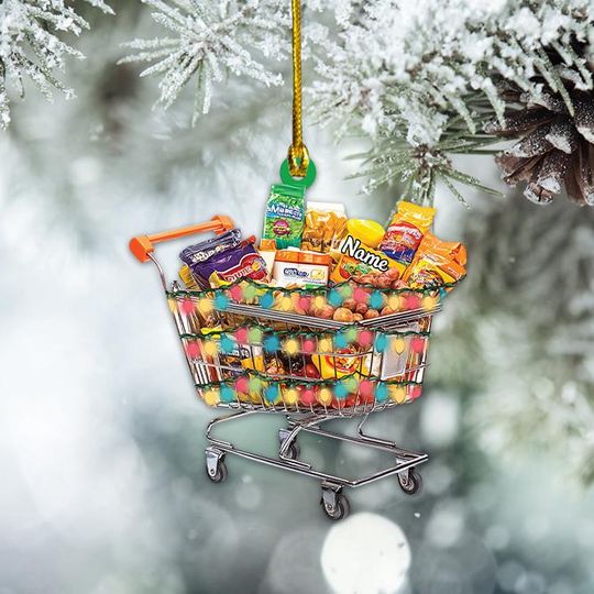 Discover Personalized Shopping Cart Ornament, Shopping Christmas Ornament Gift, Grocery Store Ornament Decor, Supermarket Ornament Decor TD-1029-LCWE