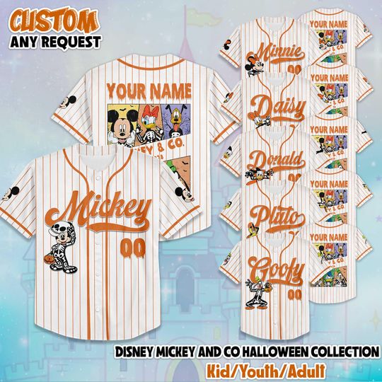 Discover Personalized Disney Mickey and Co Halloween Baseball Jersey, Custom Disney Halloween Shirt
