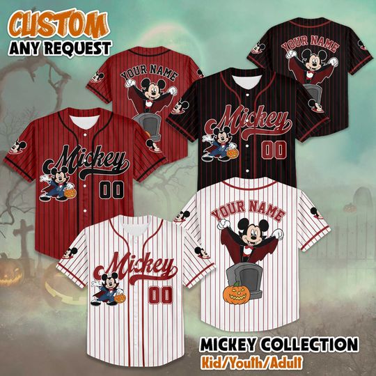 Personalized Mickey Mouse Halloween Baseball Jersey, Custom Disney Halloween Shirt