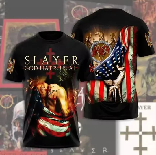 Slayer God Hates US All  3D Print T-shirt For Men Women