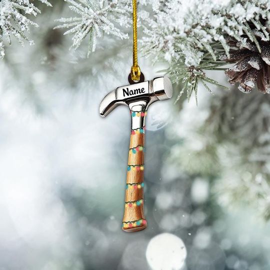 Discover Personalized Hammer Christmas Ornament, Hammer Xmas Ornament Decor, Handyman Christmas Ornament, Fixer Holiday Ornament Gift TD-1031-HUM7