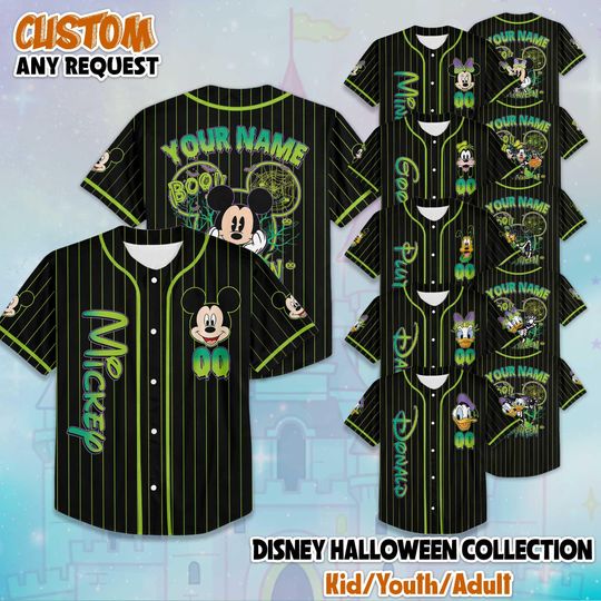 Personalized Disney Halloween Baseball Jersey, Custom Disney Halloween Jersey Shirt