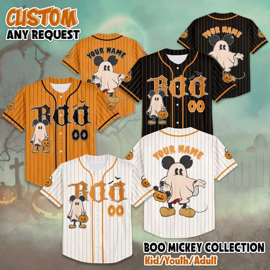 Discover Personalized Boo Mickey Mouse Baseball Jersey, Custom Disney Mickey Mouse Shirt