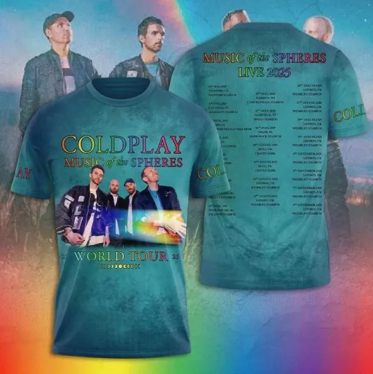 Discover Coldplay Music Of The Spheres Live 2025 Tour 3D Shirt