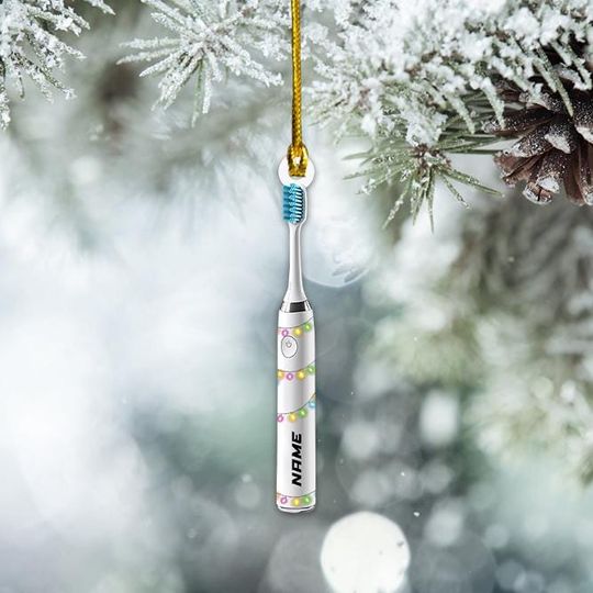 Discover Personalized Toothbrush Ornament, Electric Toothbrush Christmas Ornament, Dental Office Ornament, Dentist Dental Hygienist Gift TD-1113-KG4E