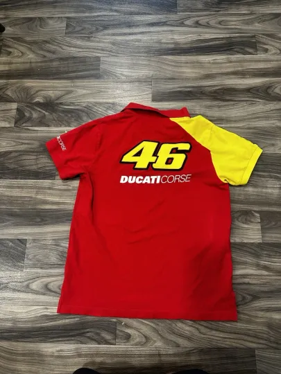 Discover Official Ducati Corse Valentino Rossi 46 Men's Collar Motogp Polo VR46 Large