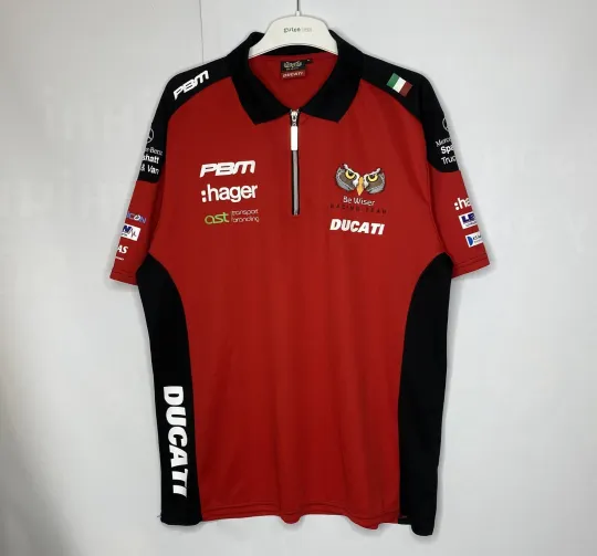 VINTAGE DUCATI PBM BE WISER RACING TEAM Motor.GP  POLO SHIRT TEE RED