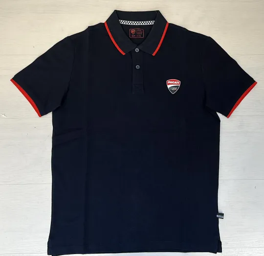 Discover 5802/3 Ducati Corse Official Polo Motorcycle Moto GP Shirt Emblem Silicone