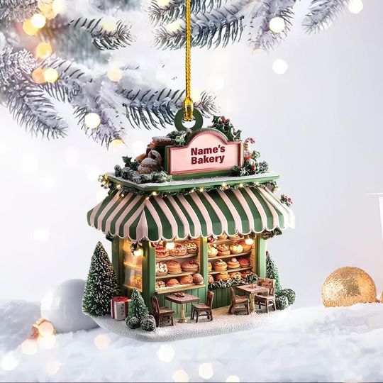 Discover Custom Name Bakery Christmas Ornament, Baker Ornament Gift, Bakery Hanging Ornament, Kitchen Ornament, Bakery Owner Gift
