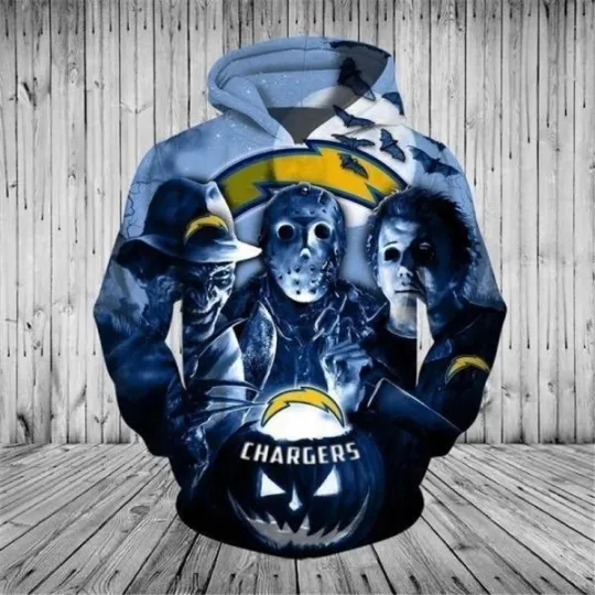 Discover LA Chargers Halloween 3D Pullover Hoodie