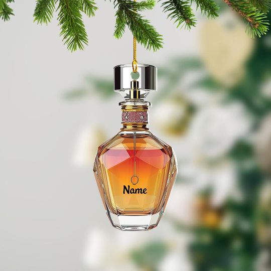 Perfume Bottle Christmas Light Ornament, Christmas Tree Decor, Loved Perfume Bottle Ornament, Xmas Hanging Ornament Gift