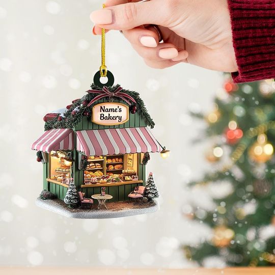 Discover Custom Name Bakery Christmas Ornament, Baker Ornament Gift, Bakery Hanging Ornament, Kitchen Ornament, Bakery Owner Gift