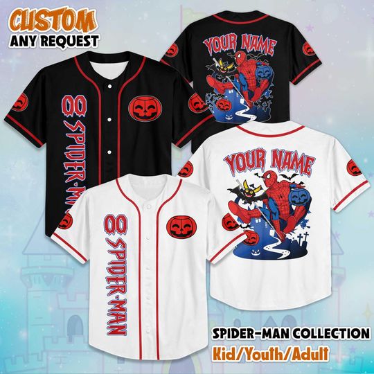 Discover Personalized Spider-Man Baseball Jersey, Custom Marvel Spider-Man Halloween Shirt