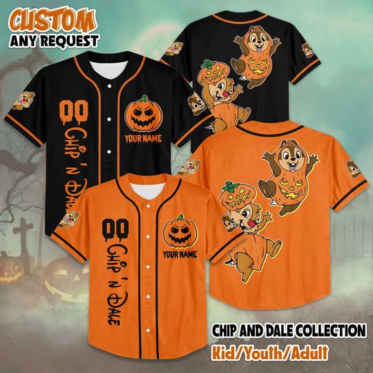Discover Personalized Disney Chip and Dale Halloween Baseball Jersey