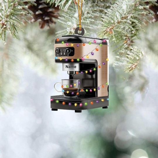 Discover Personalized Coffee Maker Ornament, Espresso Machine Christmas Ornament, Bartender Ornament, Barista Coffee Holiday Ornament TD-1112-H3RO