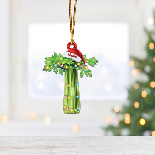 Celery Christmas Tree Ornament,  Celery Flat Hanging Ornament, Celery Lovers Xmas Ornament Gift