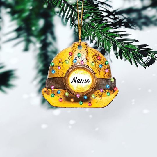 Discover Personalized Miner Helmet Ornament, Miner Helmet Christmas Ornament, Mining Holiday Ornament, Miner Christmas Ornament Gift TD-1101-IYBU