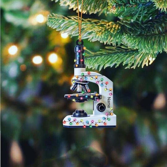 Discover Personalized Microscope Ornament, Microscope Christmas Ornament, Laboratory Hanging Ornament Decor, Scientist Ornament Gift TD-1021-WNHU
