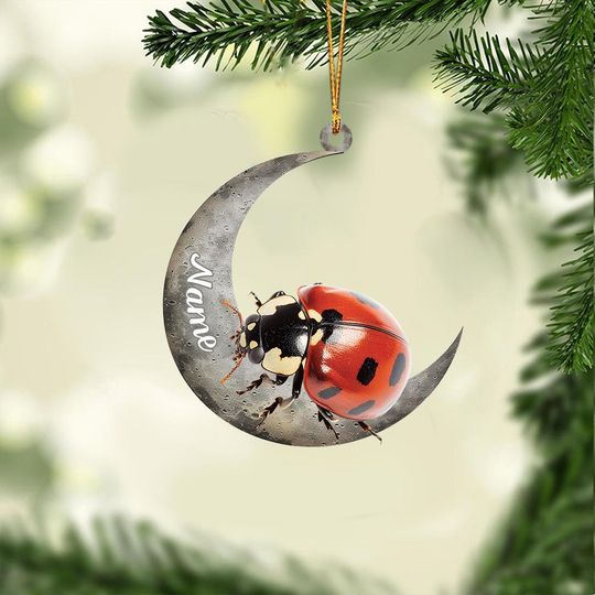 Discover Personalized Ladybugs Christmas Light Ornament, Ladybugs On Moon Hanging Ornament, Ladybugs Car Ornament, Ladybugs Lovers Gift ID-1016-FRLR