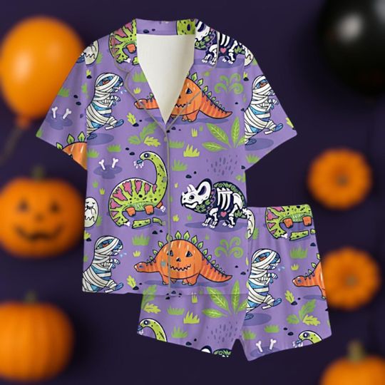 Discover Halloween Dinosaur & Jack-o-lantern Pajama Set with Pocket