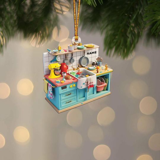 Discover Personalized Kitchen Sink Ornament, 2D Flat Kitchen Sink Christmas Ornament Kitchen Sink Hanging Decor Funny Housework Ornament ID-1129-EOXD