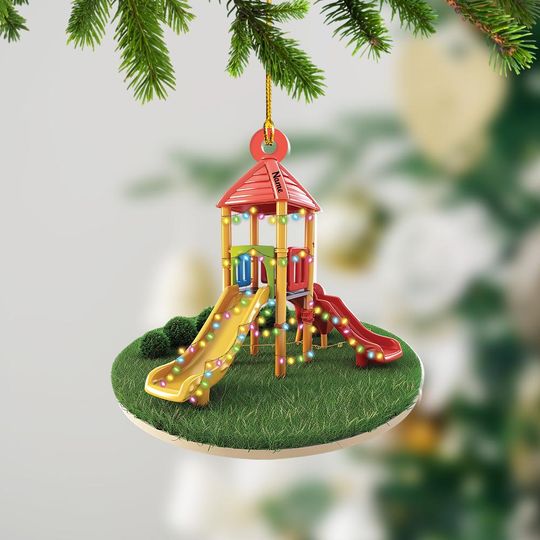 Discover Personalized Childs Slide Ornament, Kids Slide Christmas Ornament, Kids' Garden Slides Ornament, Child Playroom Ornament Decor ID-1129-V2TQ