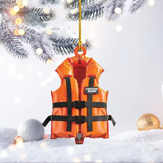 Life Jacket Christmas Ornament, Life Jacket Ornament, Lifeguard Ornament, Life Jacket Xmas