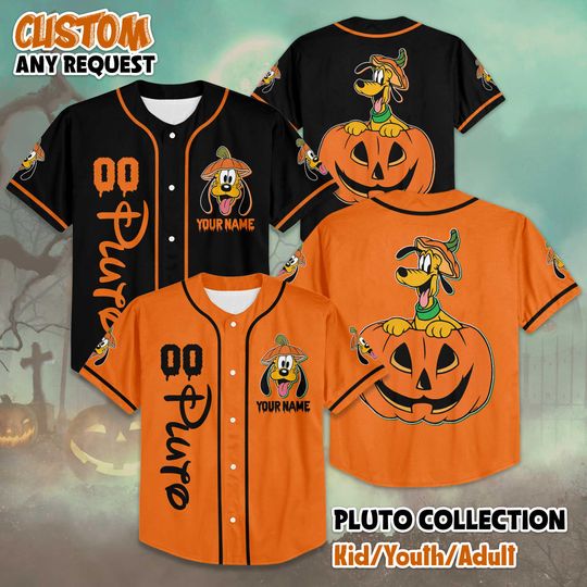 Discover Custom Pluto Dog Halloween Baseball Jersey, Disney Mickey and Friends Jersey