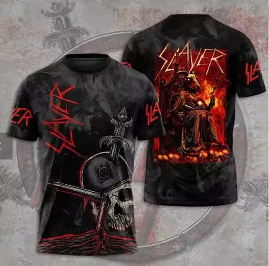 Discover Slayer Metal Rock 3D Print T-shirts Men, Women Gift Fan