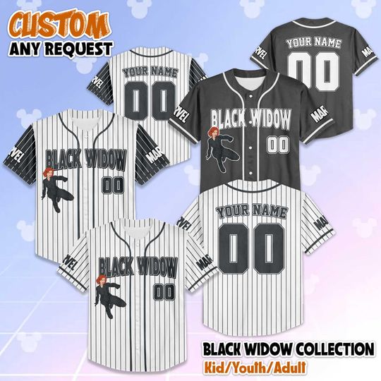 Custom Black Widow Baseball Jersey, Personalized Superhero Baseball Shirt