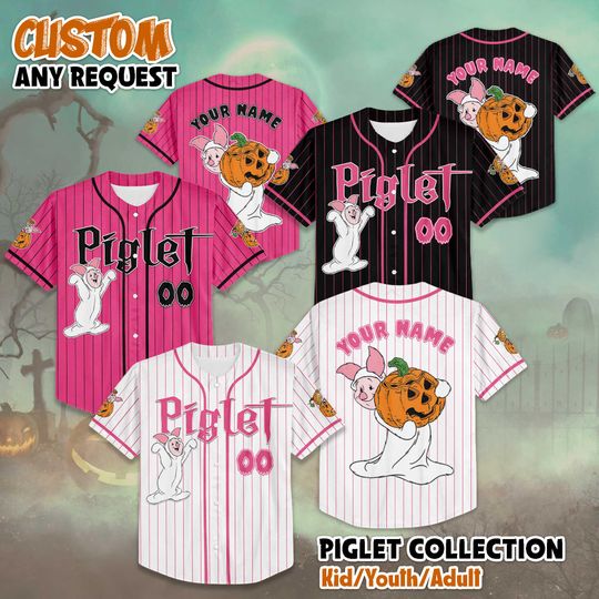 Discover Personalized Piglet Halloween Baseball Jersey, Custom Disney Winnie the Pooh Shirt