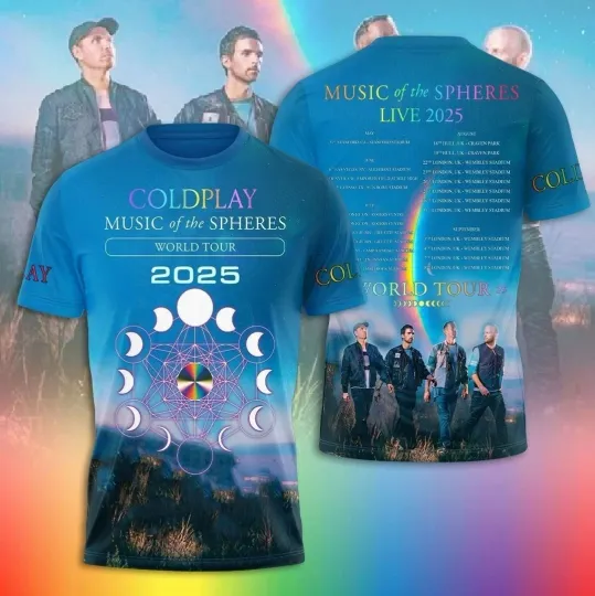 Discover Coldplay Music Of The Spheres Live 2025 3D T-Shirt