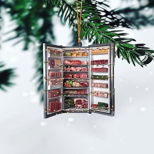 Discover Personalized Fridge Christmas Ornament, Refrigerator Christmas Ornament, Kitchen Ornament Decor, Chef Holiday Ornament Gift TD-1021-2E3C