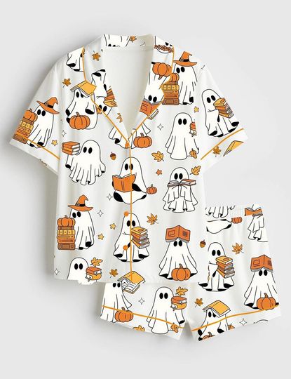 Discover Women's Halloween Short Sleeve Pajama Set with Pockets