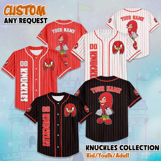 Discover Personalized Knuckles Baseball Jersey, Custom Sonic the Hedgehog Shirt, Knuckles Outfit