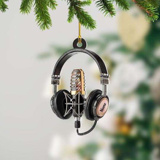 Discover Studio Microphone and Headphone Christmas Ornament, Xmas Tree Decor, Loved MC Singer Ornament, Christmas Ornament Gift TD-1024-QNO0