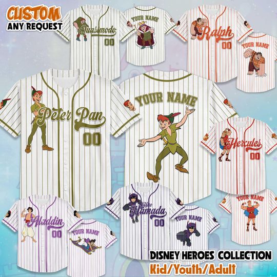 Discover Custom Disney Heroes Baseball Jersey, Personalized Disney Hero Characters Jersey Shirt