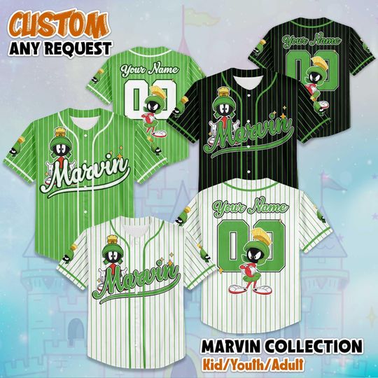 Custom Marvin the Martian Baseball Jersey, Personalized Marvin Jersey Shirt