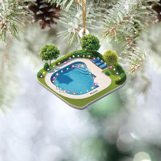 Discover Personalized Swimming Pool Ornament, Swimming Pool Christmas Ornament, Pool Lovers Ornament Gift, Pool Holiday Ornament Decor TD-1122-PUJI