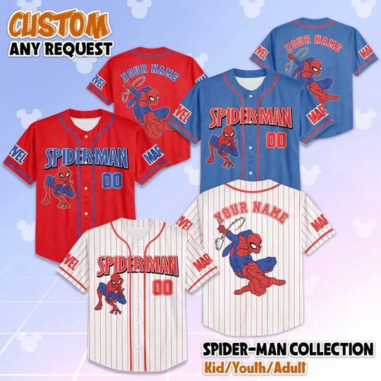 Discover Personalized Spider-Man Baseball Jersey, Custom Superhero Jersey