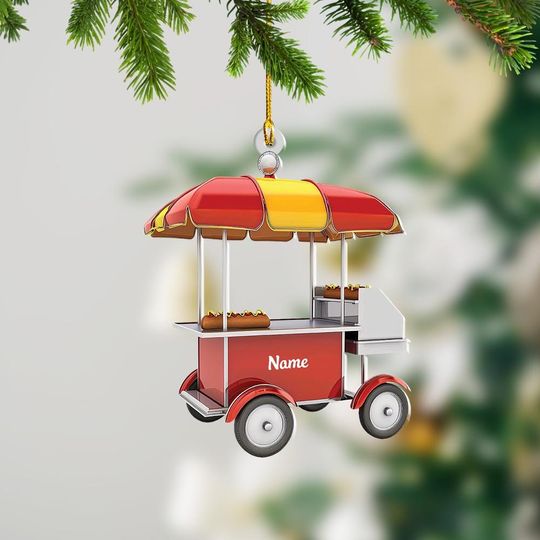 Discover Hot Dog Cart Christmas Ornament, Xmas Tree Decor, Loved Hot Dog Cart Ornament, Christmas Hanging Ornament Gift TD-1024-E5KO