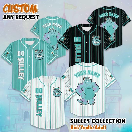 Discover Personalized Sulley Baseball Jersey, Disney Monsters Inc Baseball Shirt