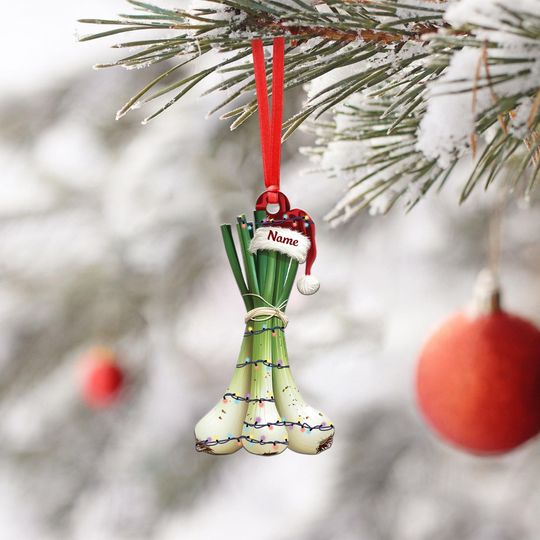 Leek Christmas Tree Ornament, Leek 2D Flat Hanging Ornament, Leek Lovers Xmas Ornament Gift