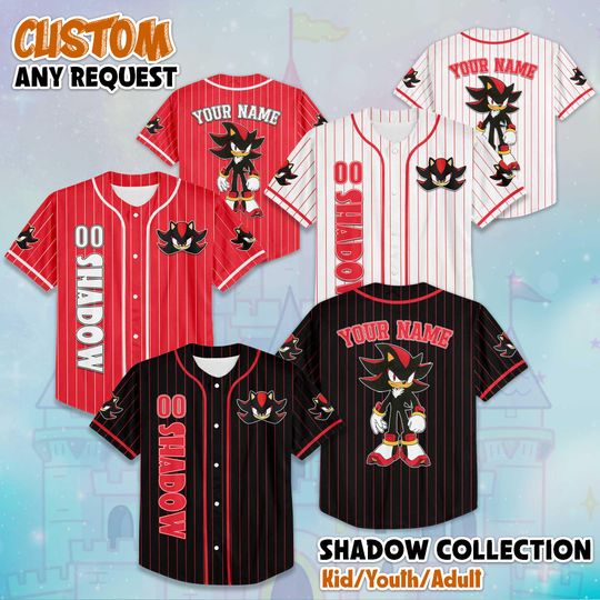 Personalized Shadow Baseball Jersey, Custom Disney Shadow the Hedgehog Shirt