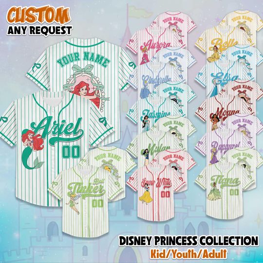 Discover Custom Coquette Disney Princess Baseball Jersey, Personalized Disney Princess Jersey Shirt, Disneyland Baseball Team Outfit