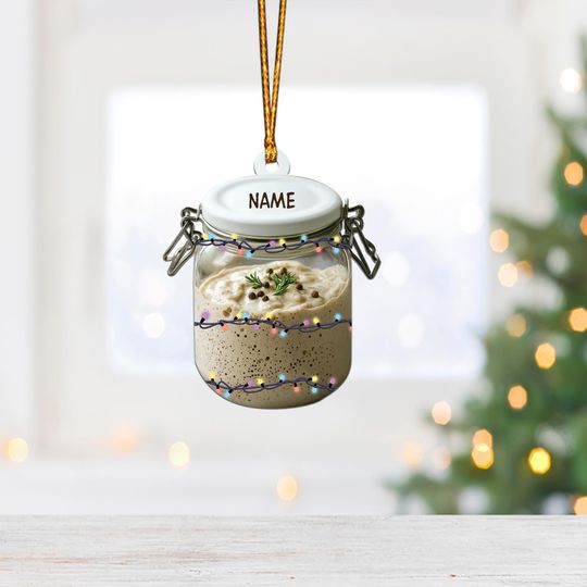 Custom Sourdough Sourdough Starter Ornament, 2D Flat Christmas Ornament, Sourdough Christmas Hanging Decor Loved Sourdough Gift