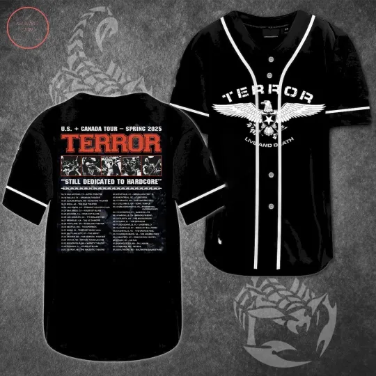 Discover Terror Tour 2025 Printed Baseball Jersey Shirt Full Size