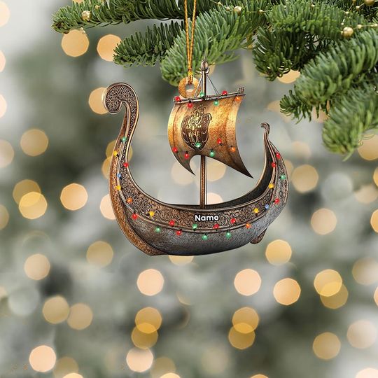 Discover Personalized Viking Boat Ornament, Viking Christmas Ornament, Viking Hanging Ornament, Viking Ship Ornament, Viking Lovers Gift TD-1120-O5SL