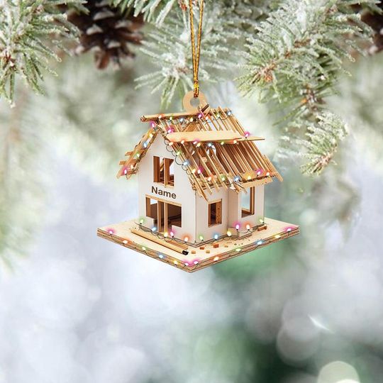 Discover Personalized Under Construction House Christmas Ornament, Construction Christmas Ornament, Constructor Ornament, Worker Gift TD-1104-LJ1O
